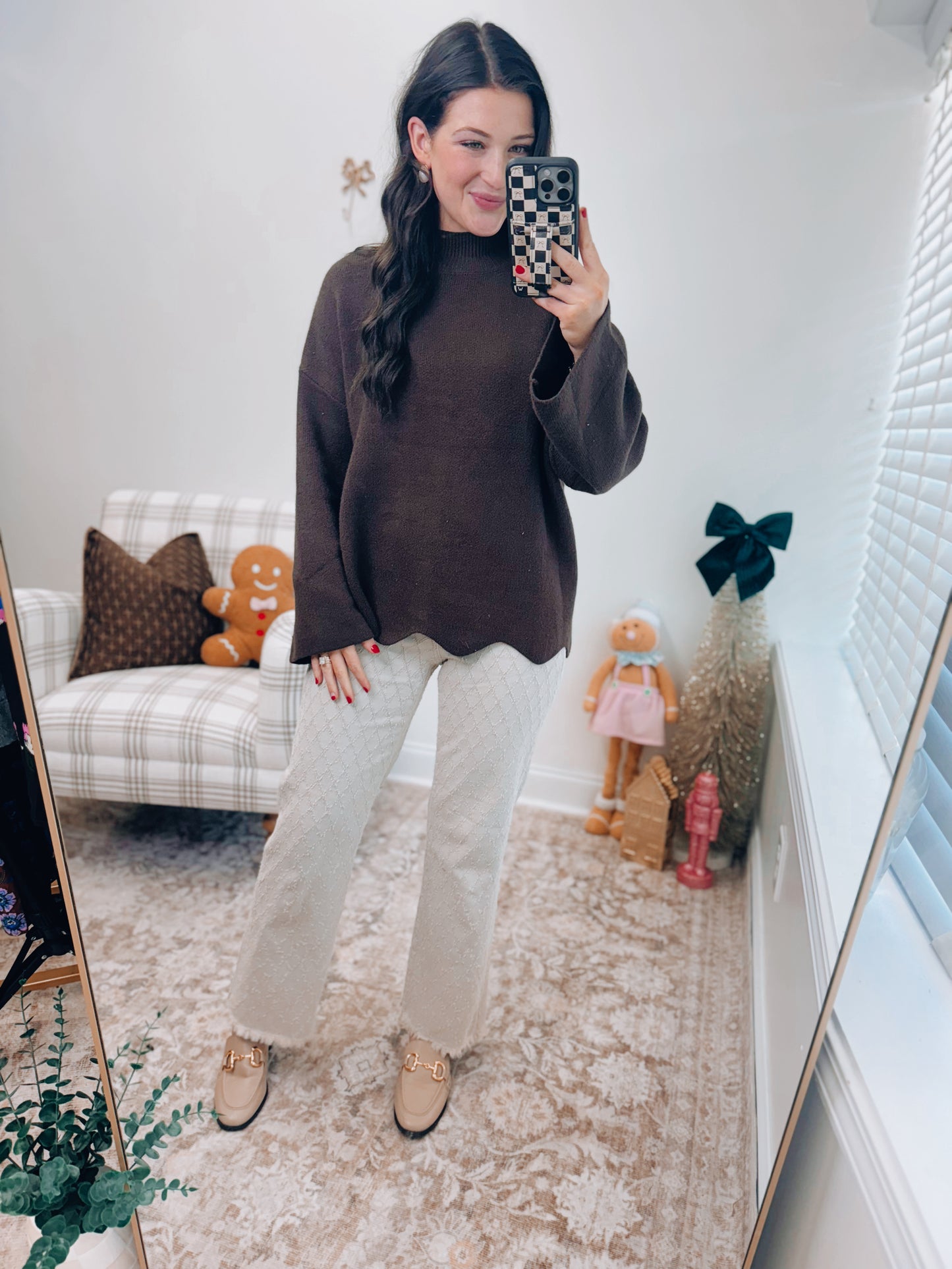 Spruse Scallop Trim Knit Sweater