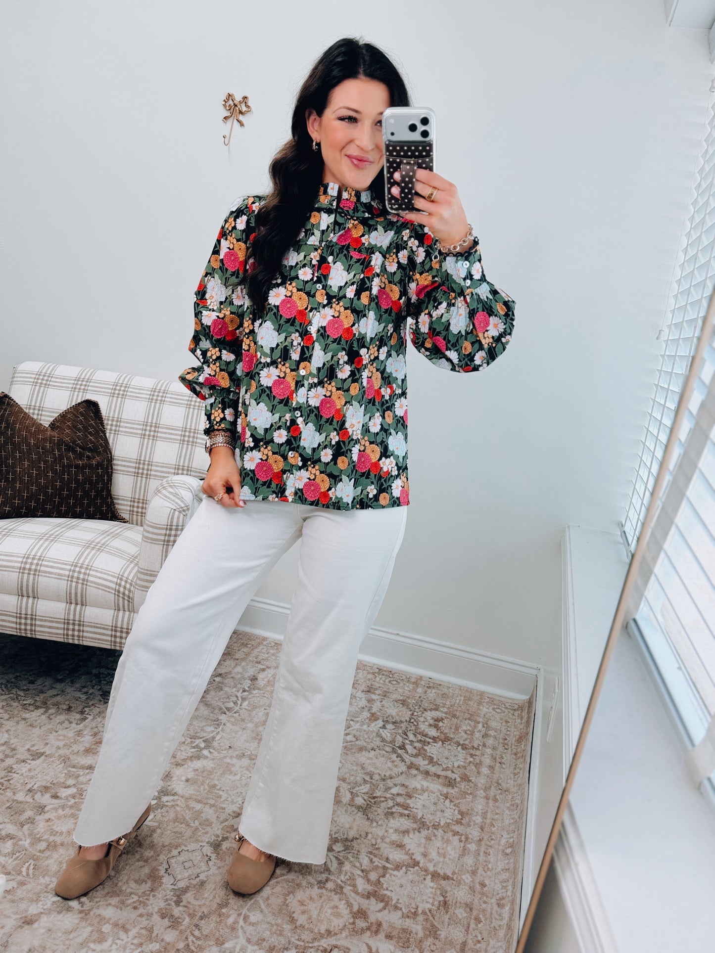 Charlotte Floral Scallop Trim Top