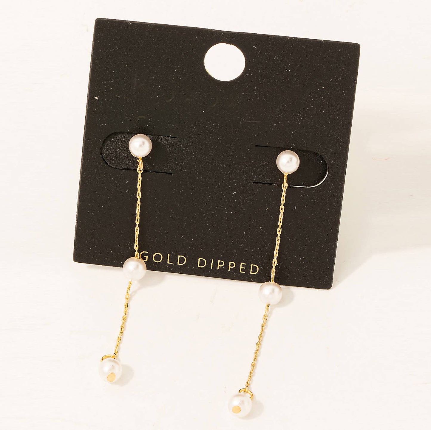 Gold Dipped Pearl Chain Dangle Earrings