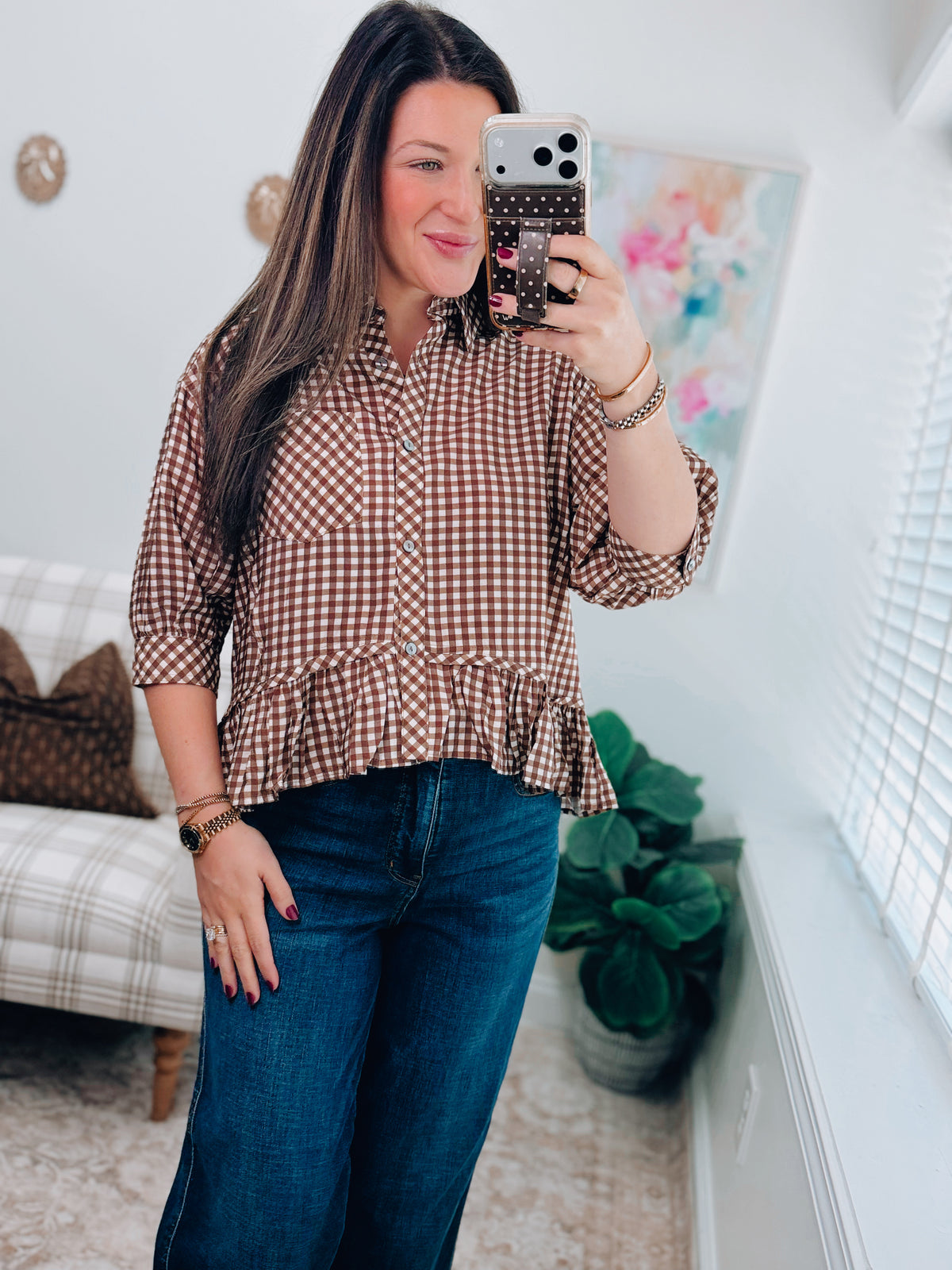 CURVY Gingham Harvest Babydoll Top