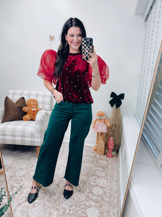 Velvet Pearl Embellished Top