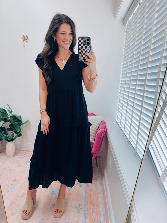 Lucy Ruffle Midi Dress