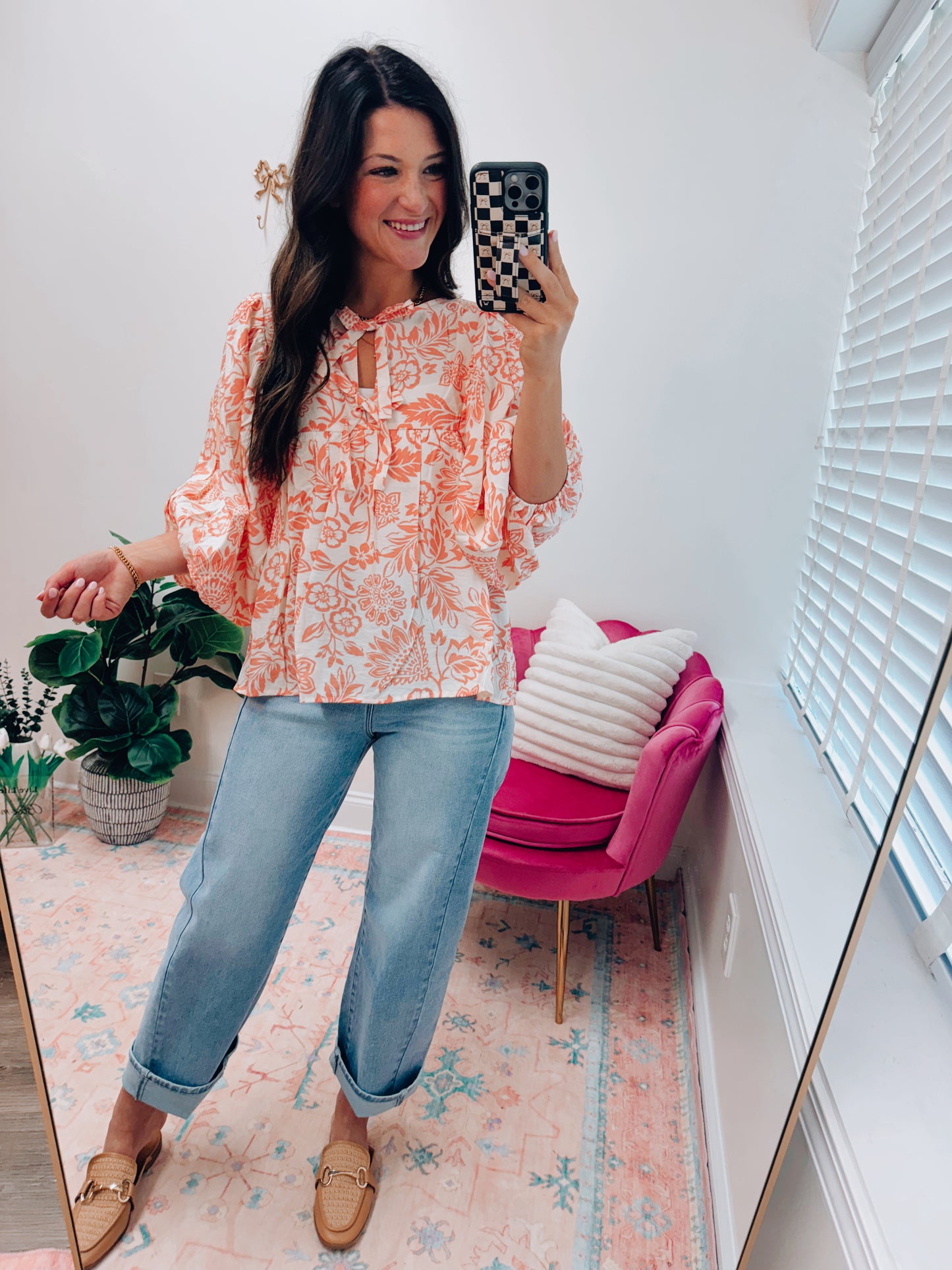 Peach Boho Printed Blouse