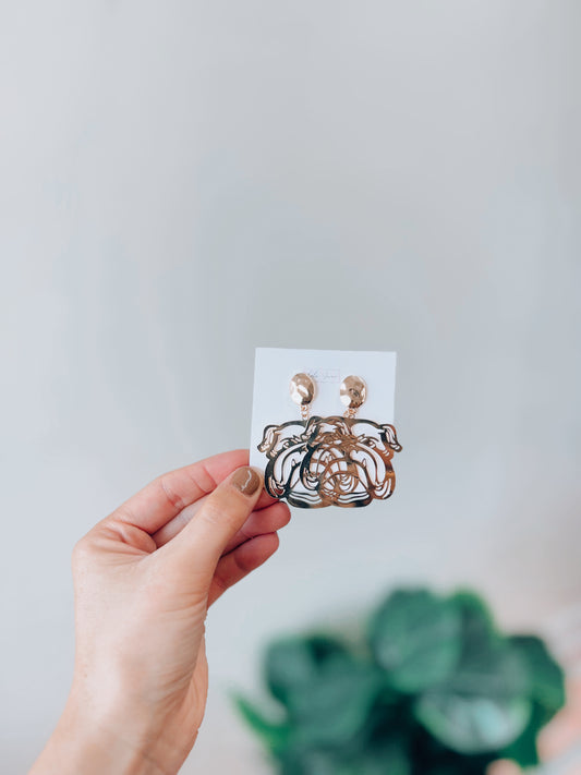 Bulldog Metal Earrings - Gold