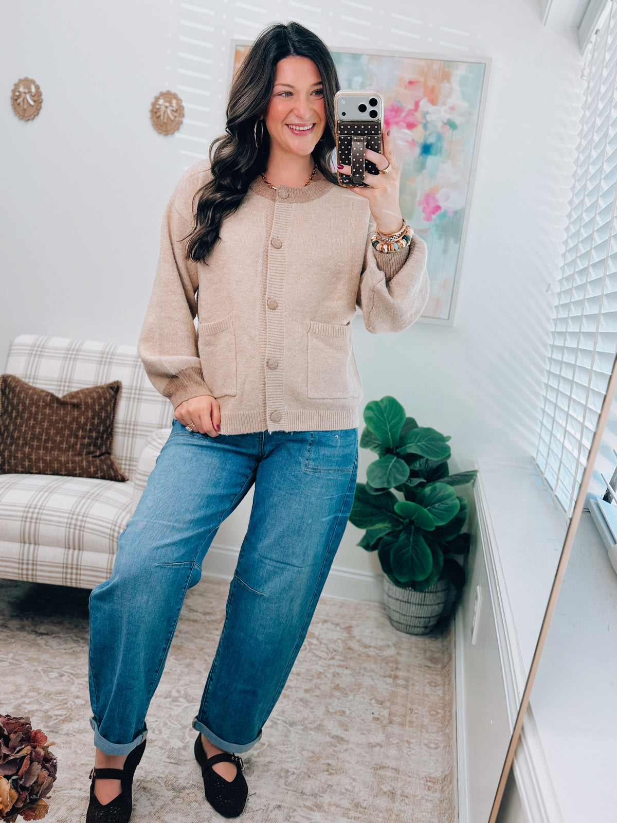Cozy Contrast Button Cardigan