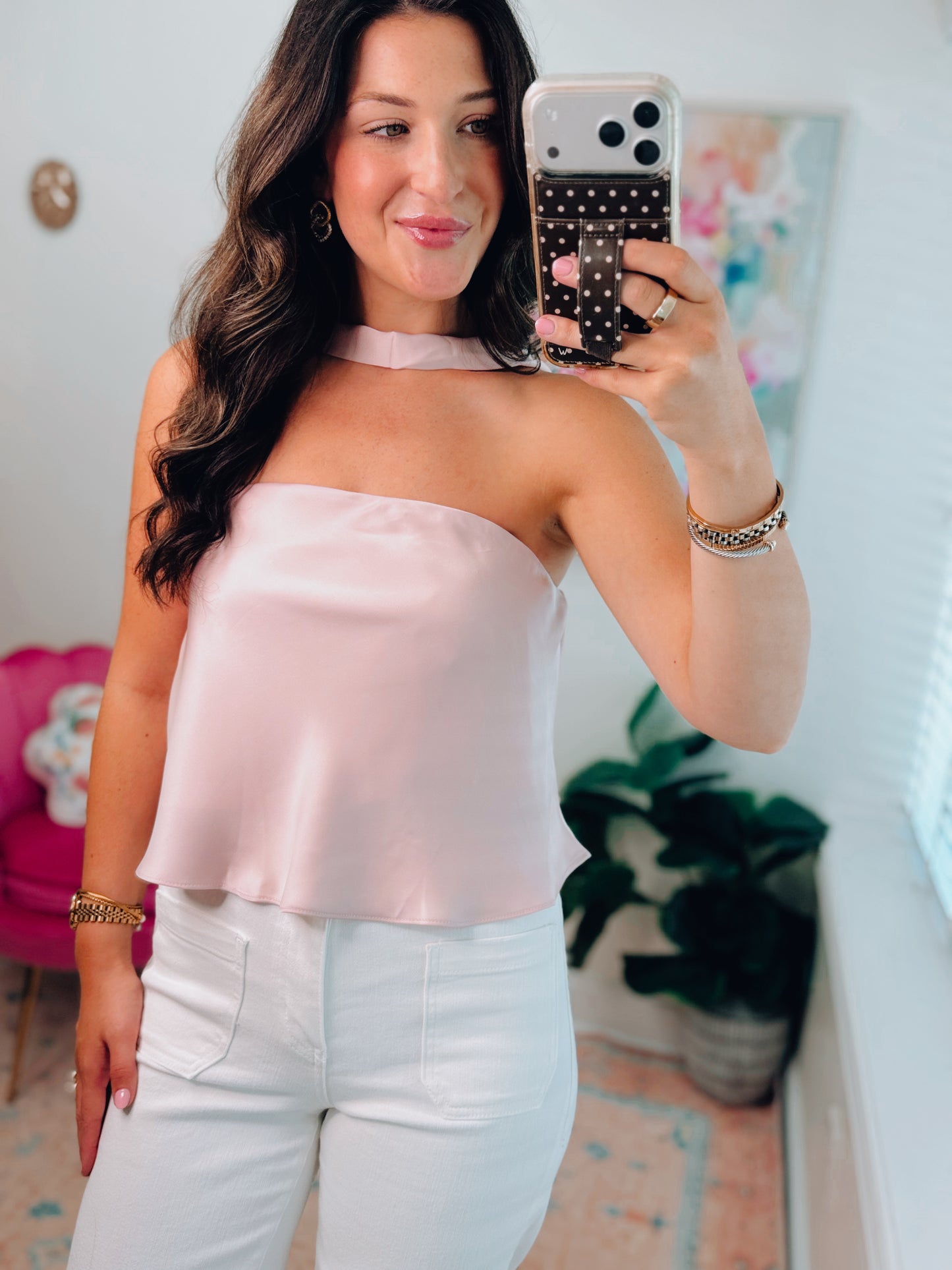 Strapless Satin Neck Scarf Top