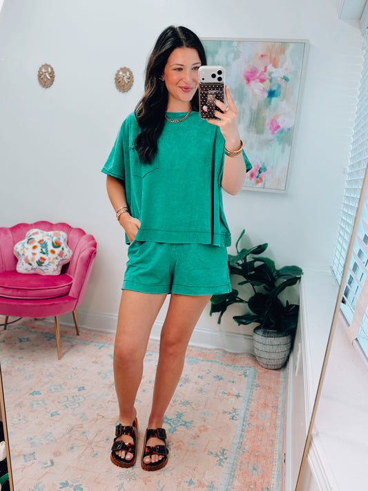 Easy Days Cotton Shorts Set - Kelly Green