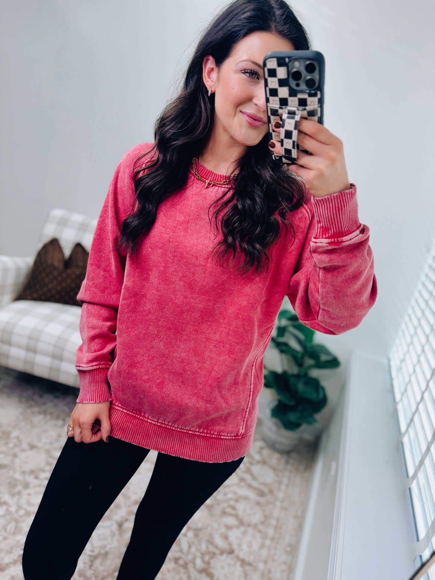 DOORBUSTER Mineral Wash Sweatshirt Crew - Red