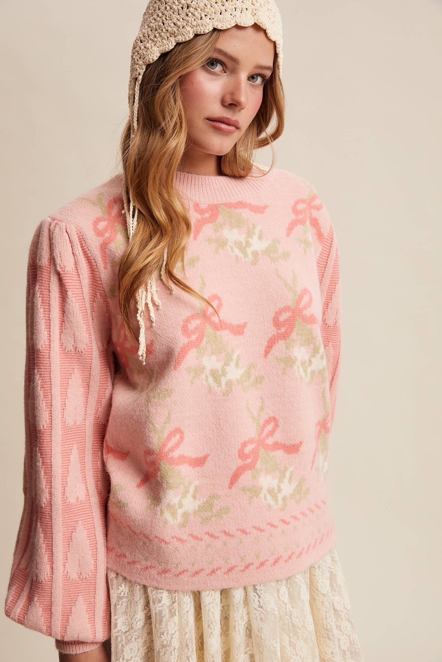 Ribbon Christmas Tree Sleeve Sweater