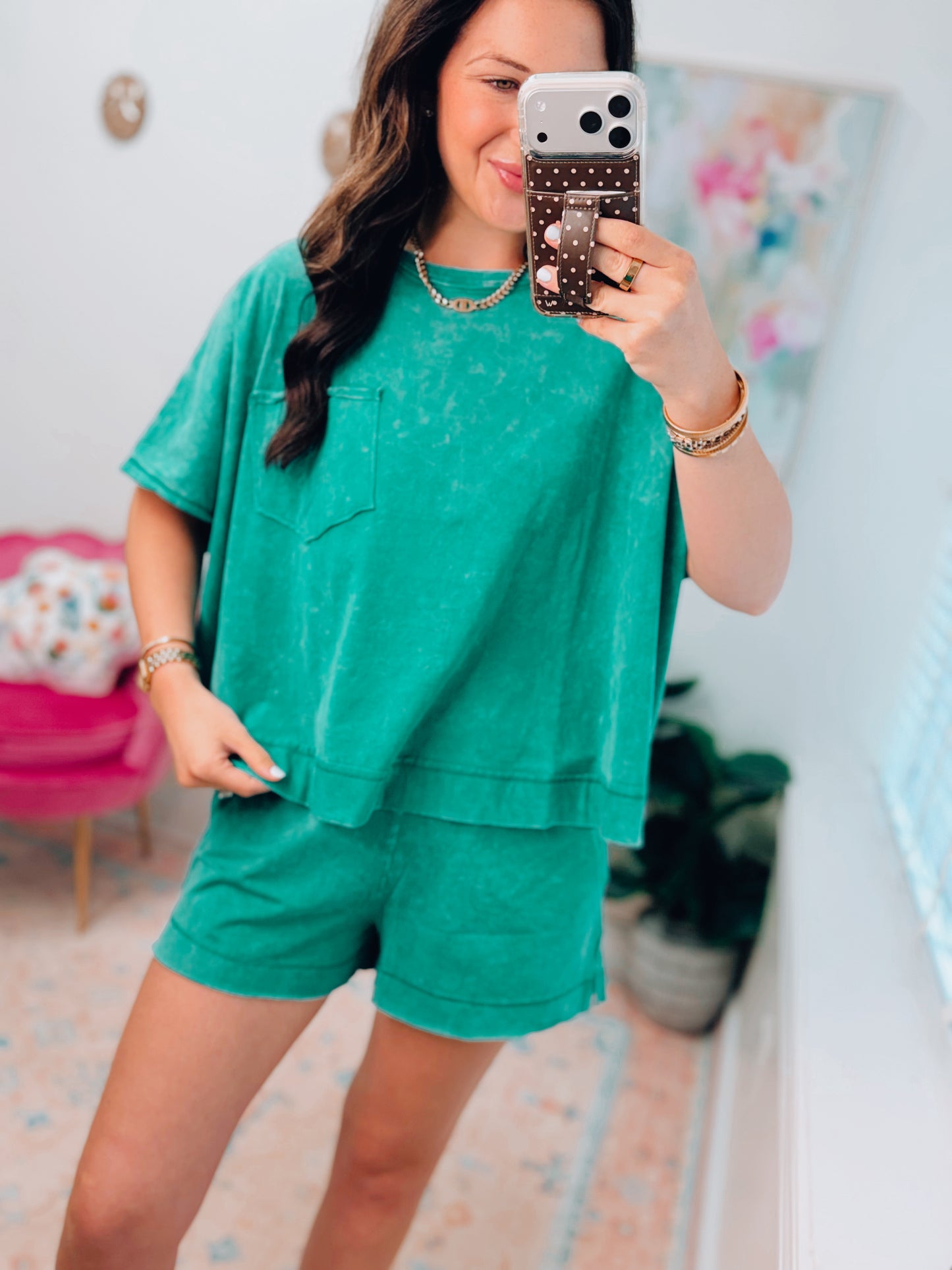Easy Days Cotton Shorts Set - Kelly Green