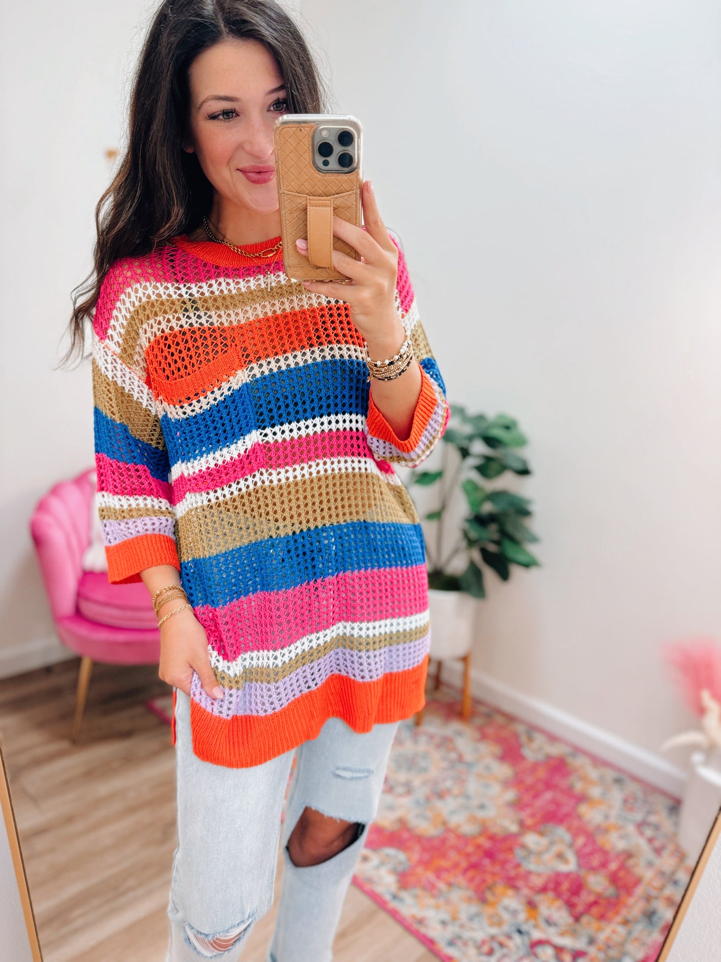 Marley Fall Crochet Color Block Top