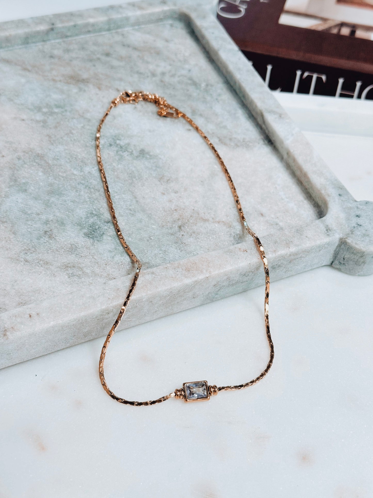 Nova Twisted Diamond Necklace - 18k Gold Plated