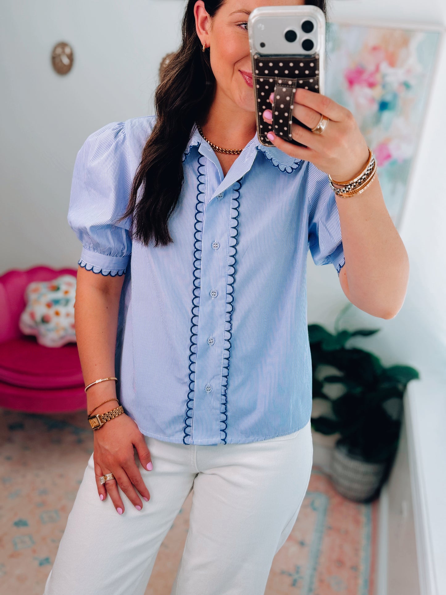 Sloane Scallop Stripe Top