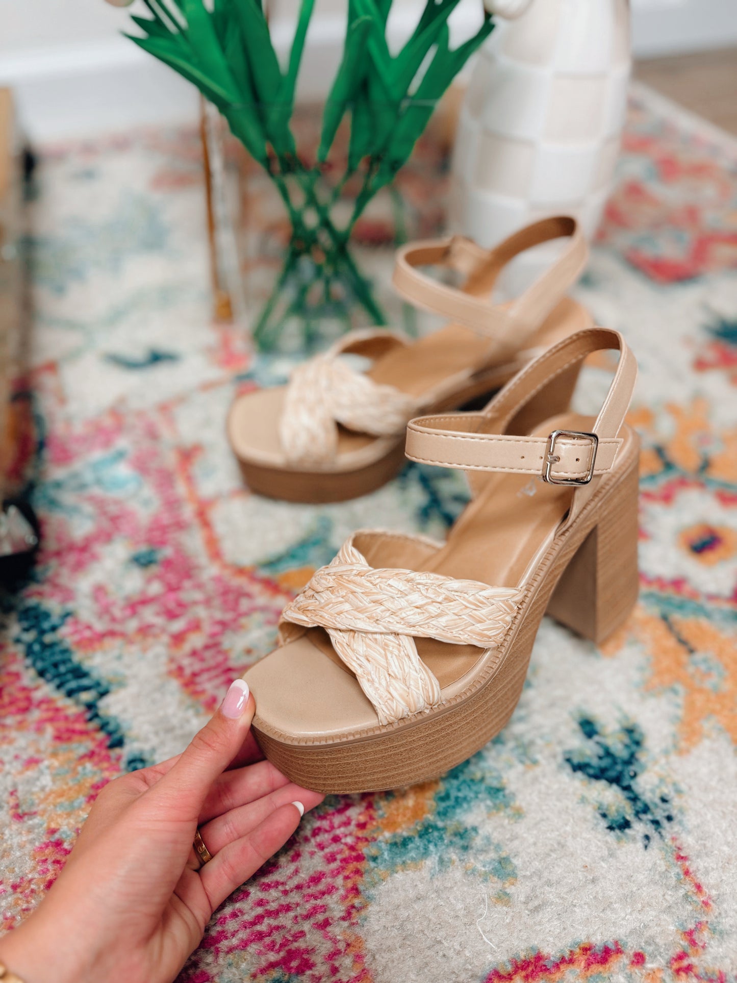 Raffia Wrap Platform Heels