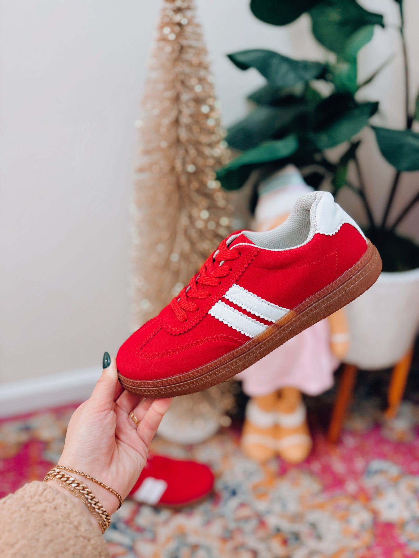 Red Vintage Patchwork Sneakers