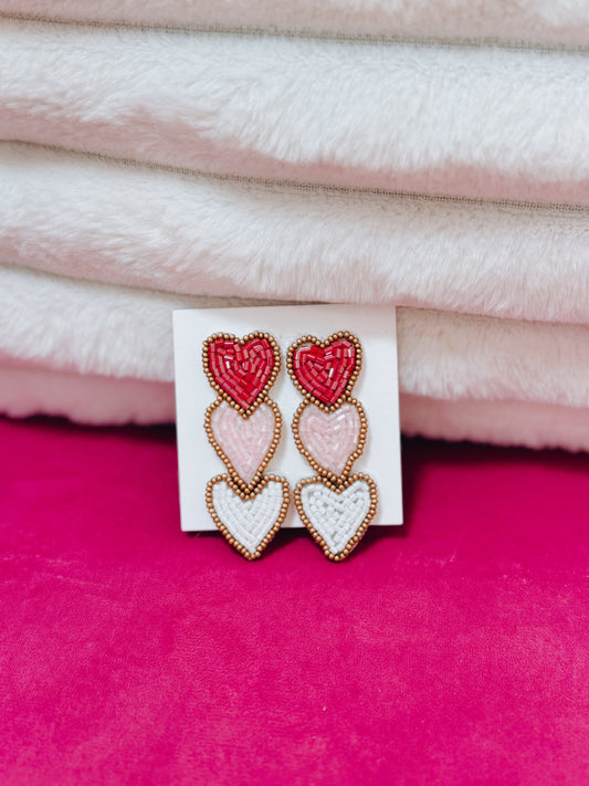 Cupid Heart Drop Beaded Earrings