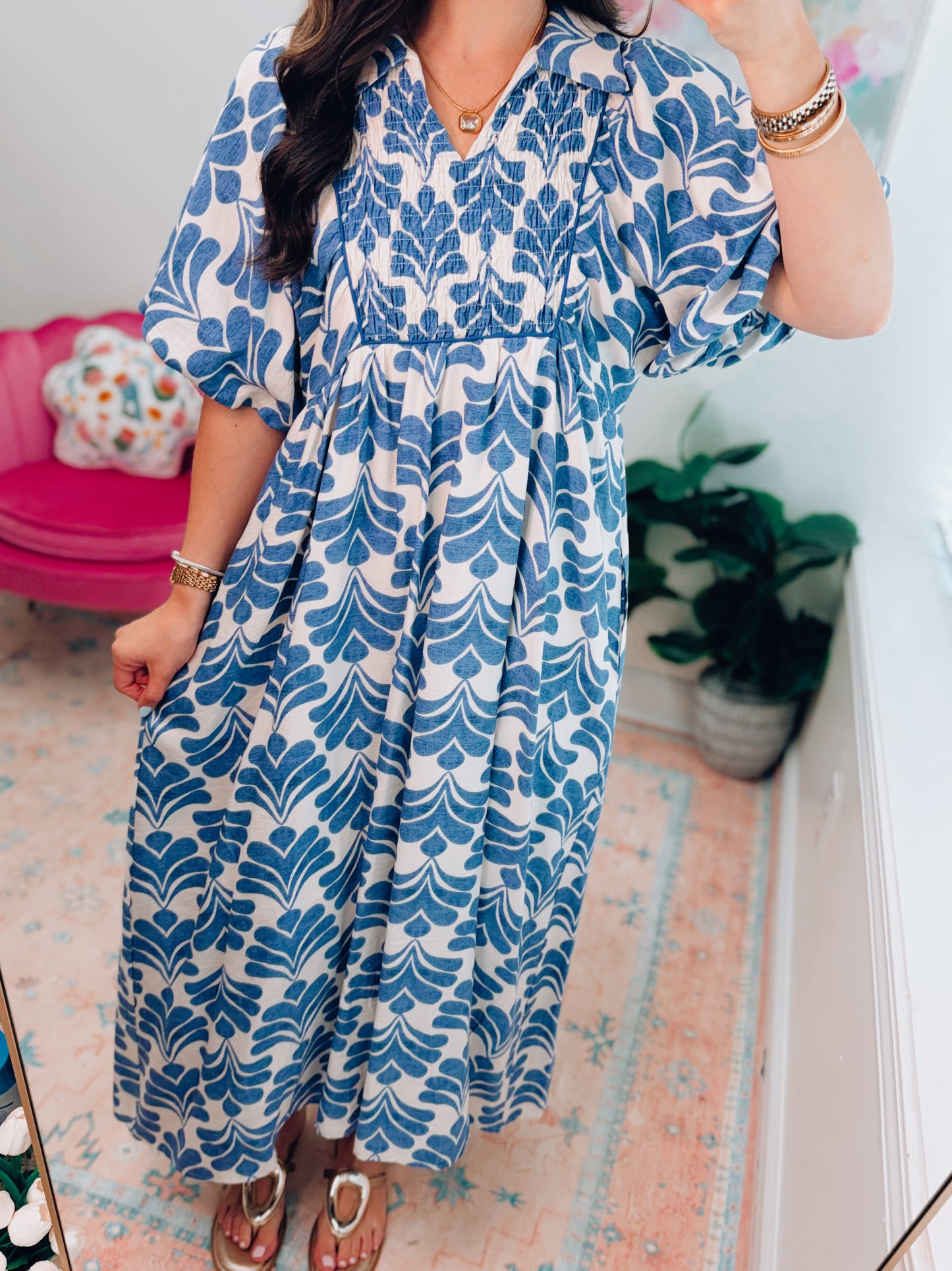 Mercer Smocked Midi Dress