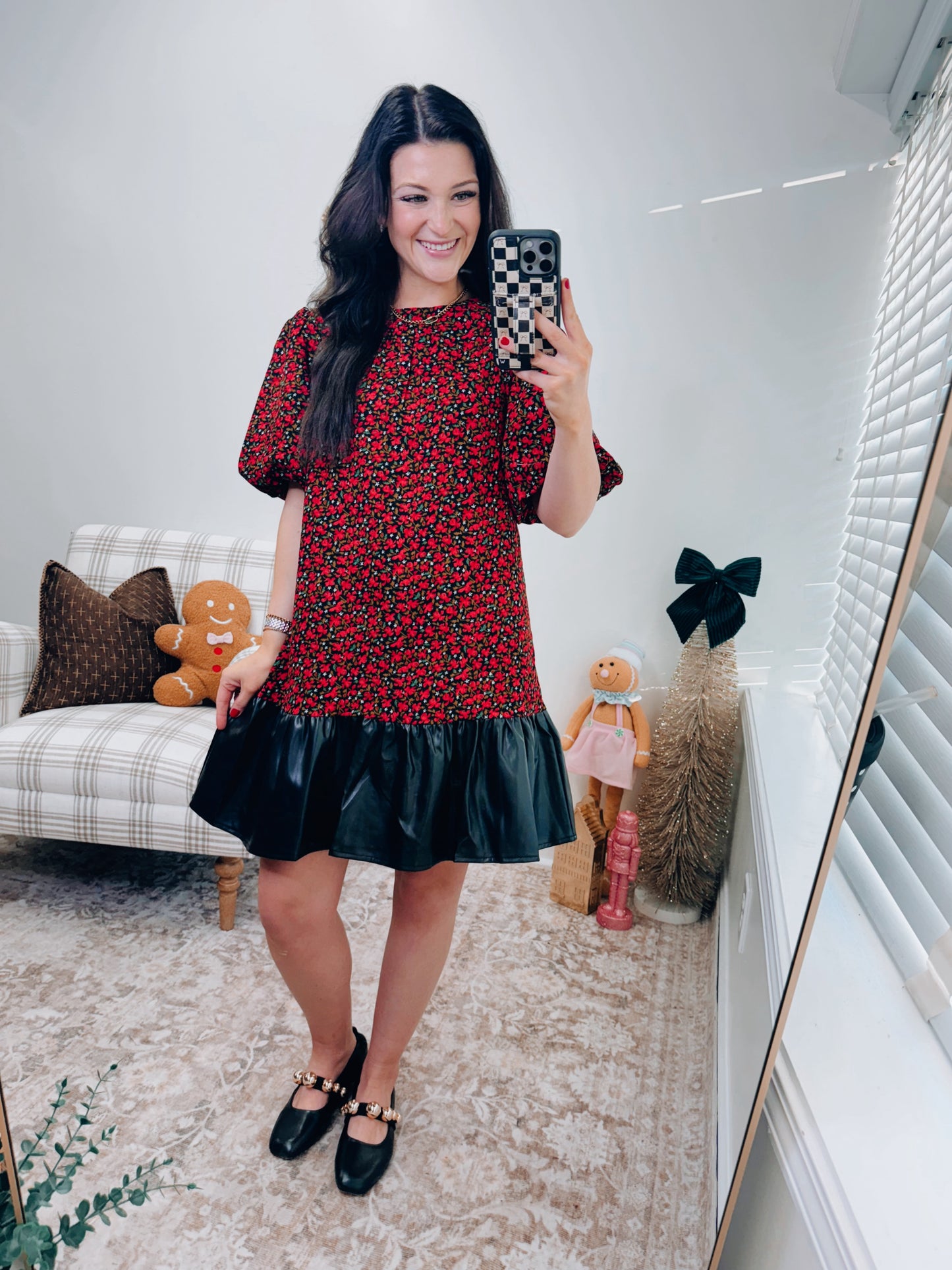 VOY Mix Faux Leather Mini Dress