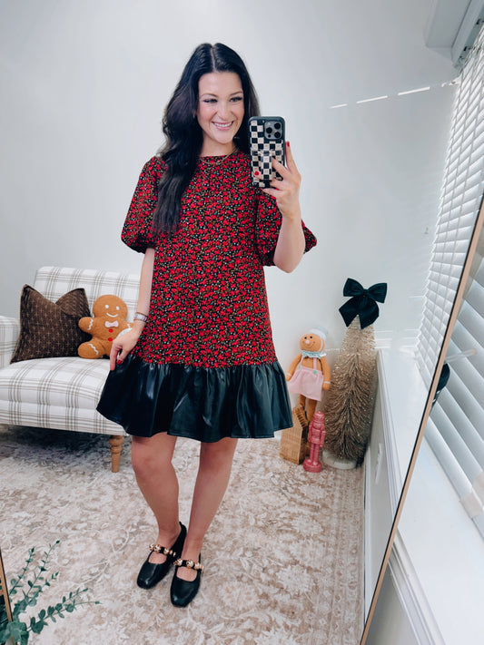 VOY Mix Faux Leather Mini Dress