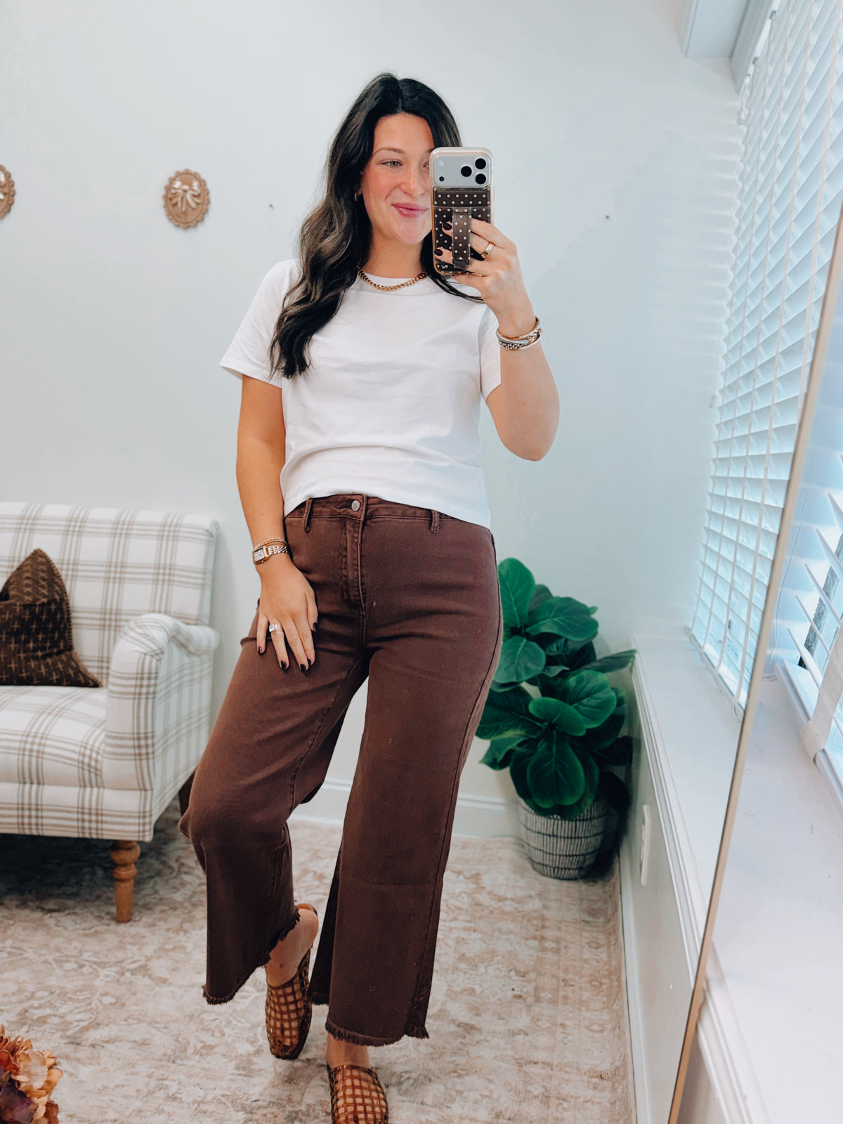 Maisie Espresso Washed Cropped Denim