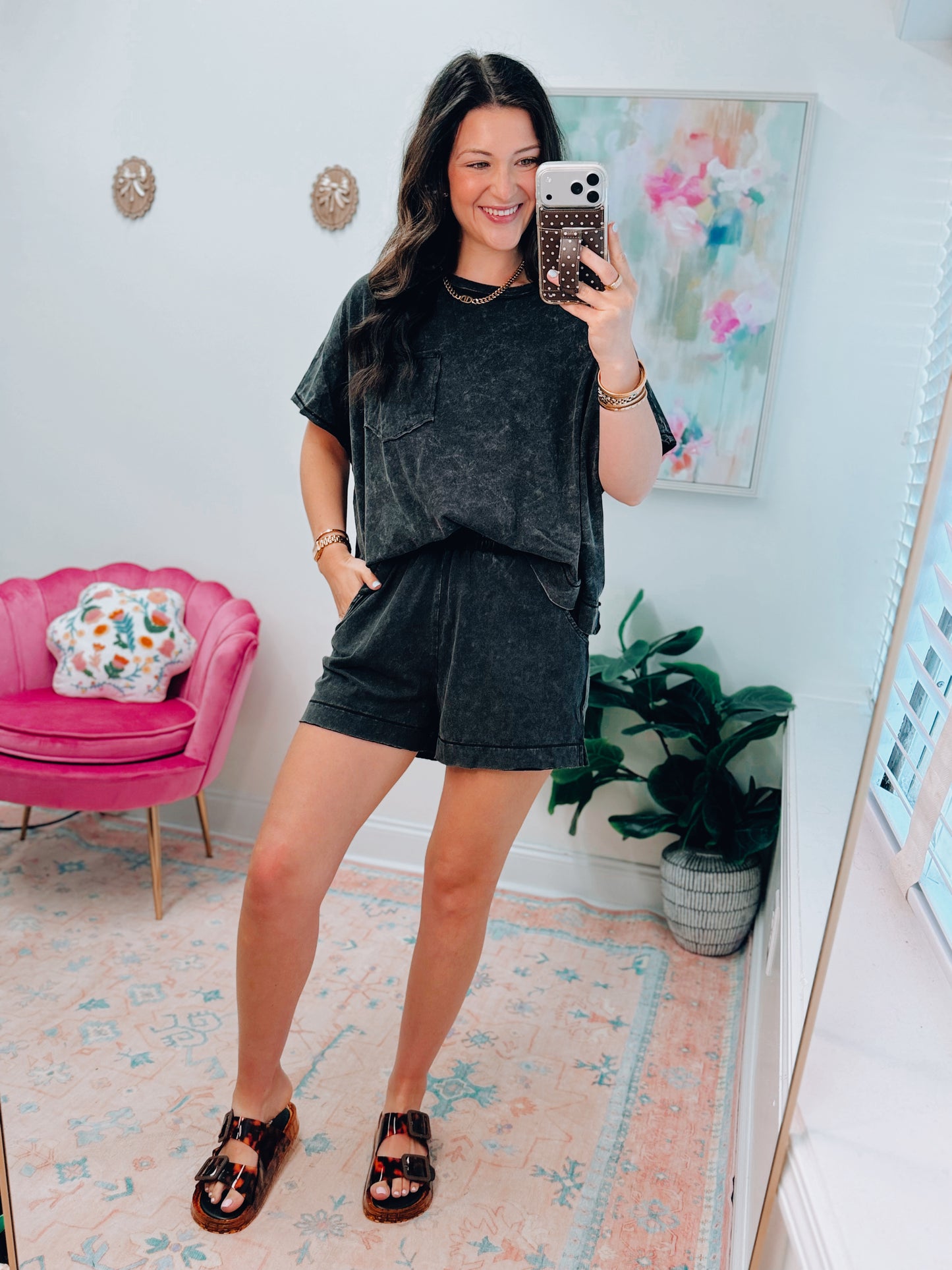 Easy Days Cotton Shorts Set - Black