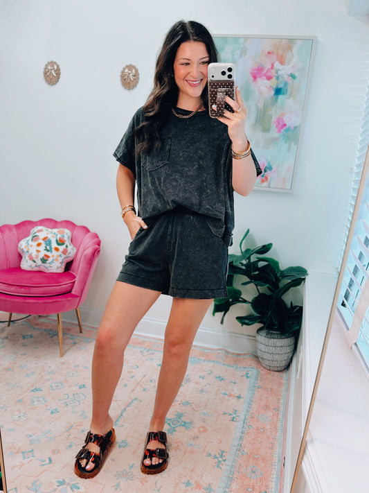 Easy Days Cotton Shorts Set - Black