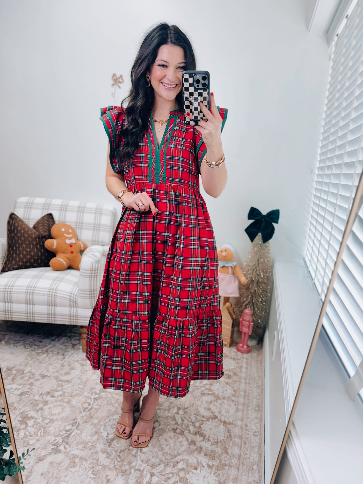 Holiday Classic Plaid Midi Dress