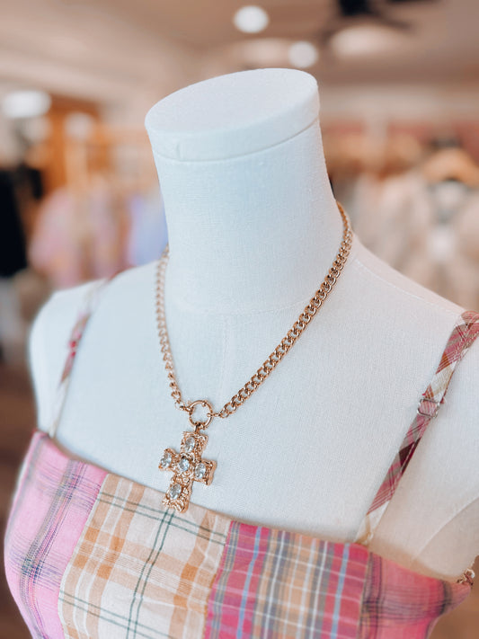 Sloane Chunky Cross 18k Gold Plated Necklace