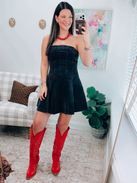 Black Corduroy Mini Dress