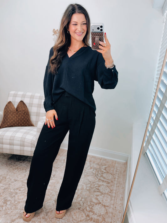 Pleated HR Dress Pants - Black