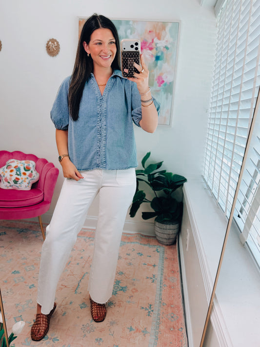 Honey Button Denim Top