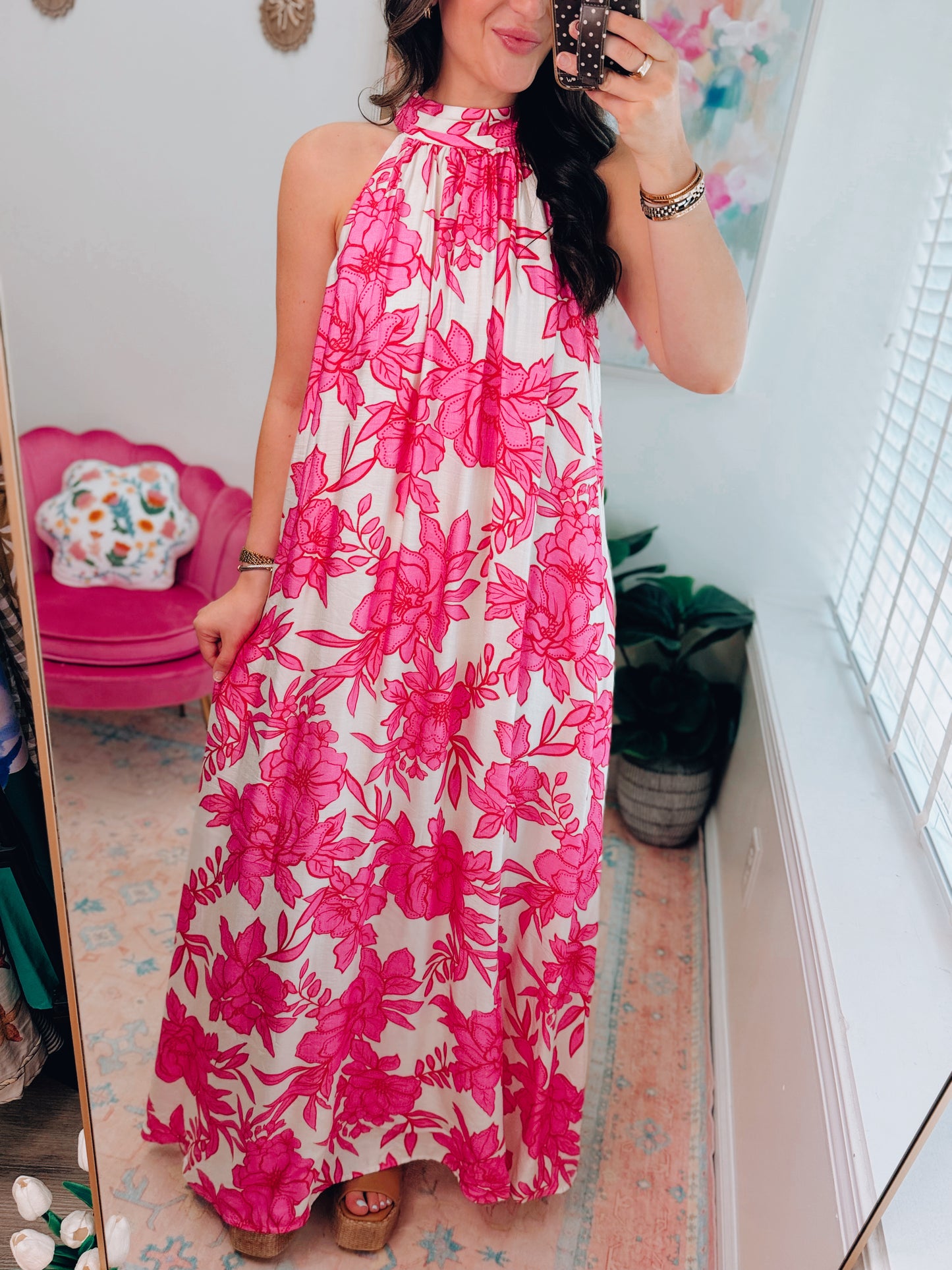 Bloom in Tropics Halter Maxi Dress