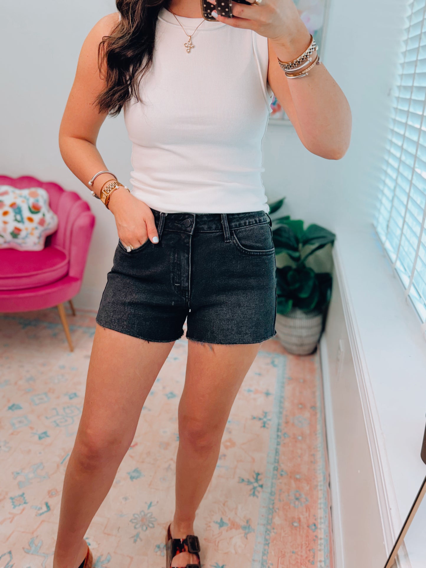 Vintage Black Denim Shorts
