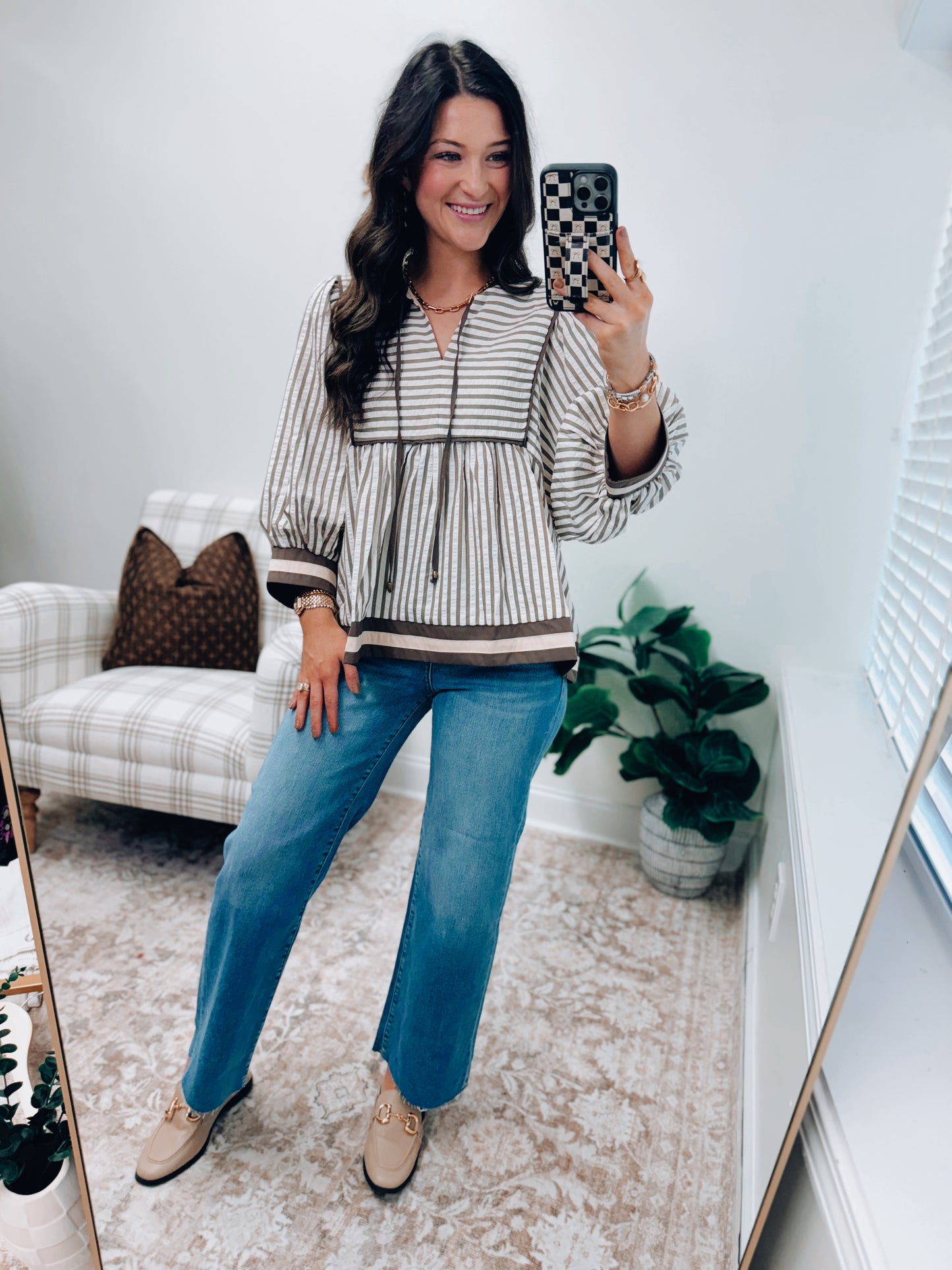 Mocha Mousse Stripe Top