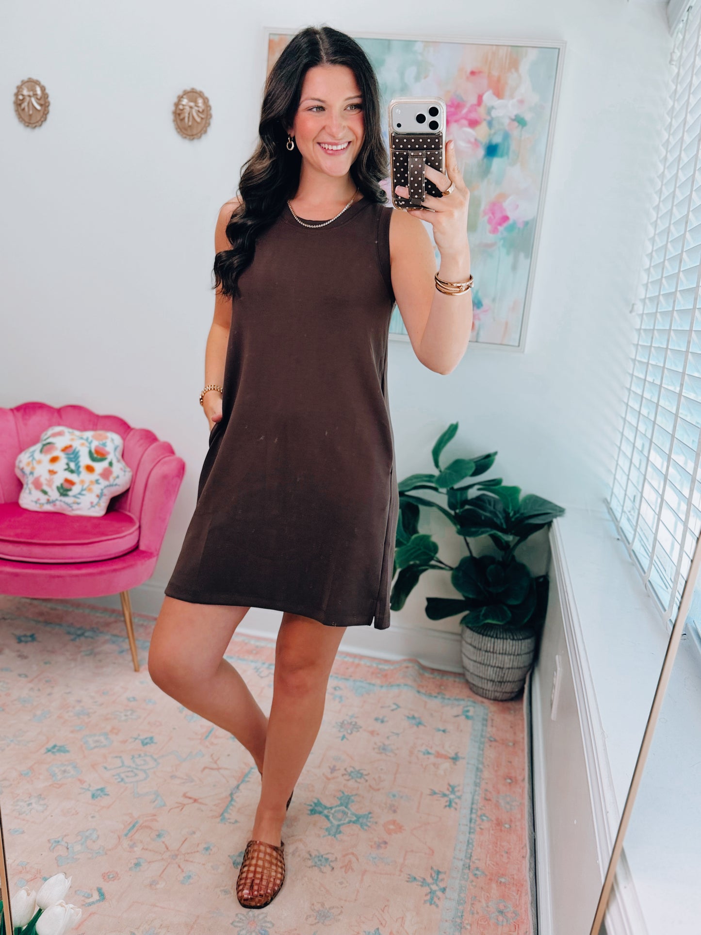 Coffee Scuba Casual Mini Dress