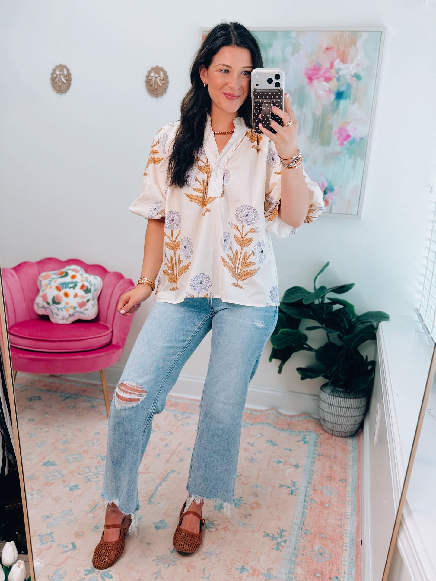 Cream & Honey Floral Top