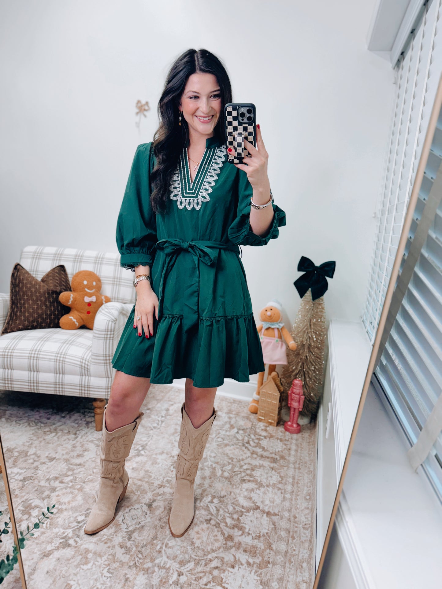 Noelle Embroidered Scallop Mini Dress