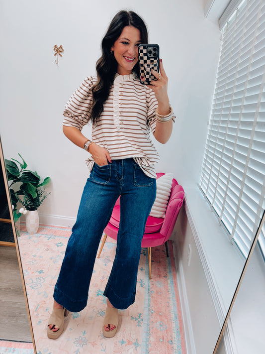 Hazel Mocha Striped Top