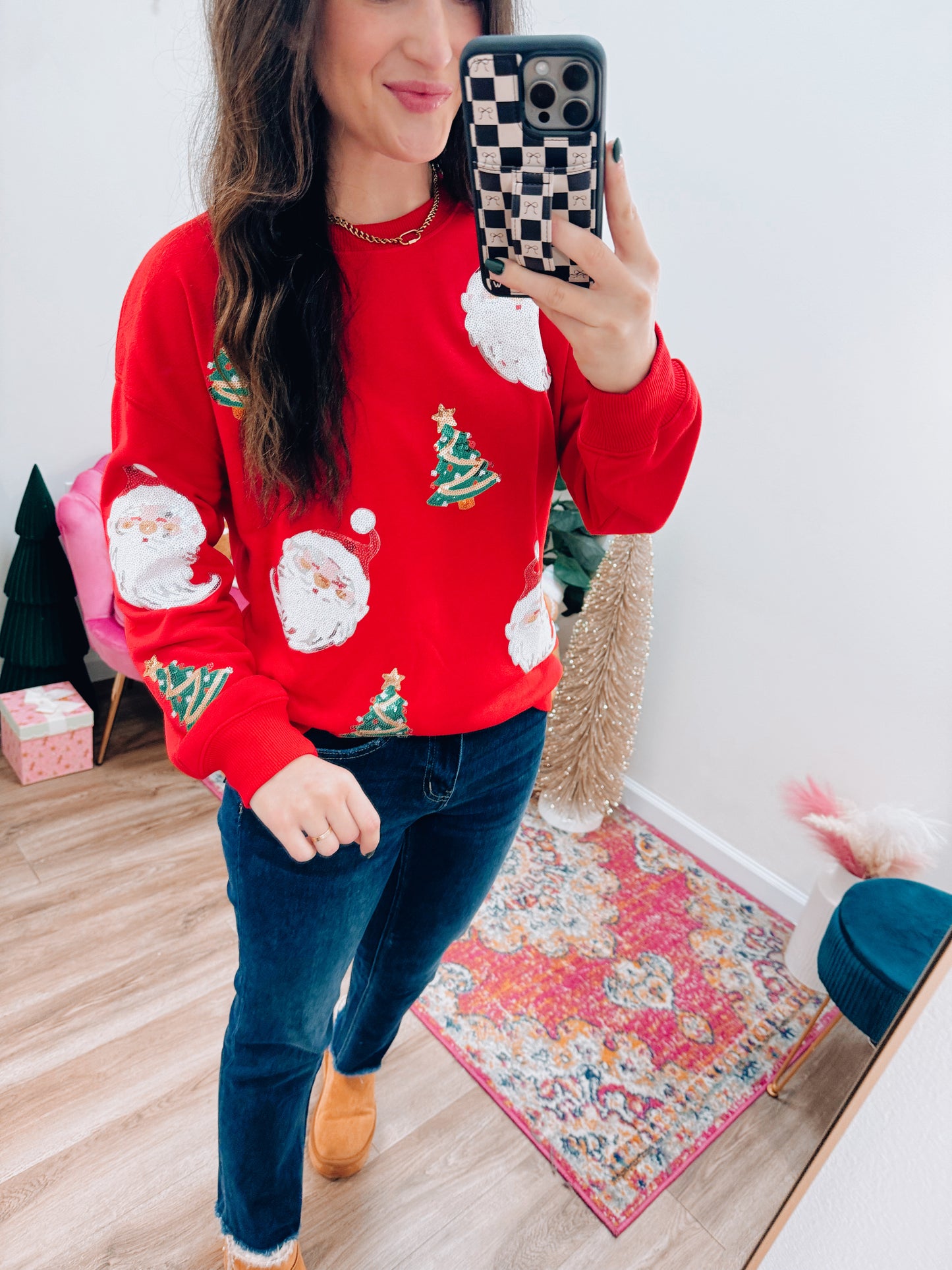 Christmas Time Sequin Patch Crewneck