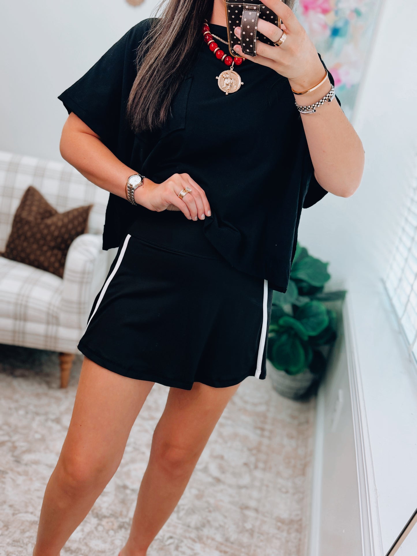 Active Stripe Butter Skort - Black