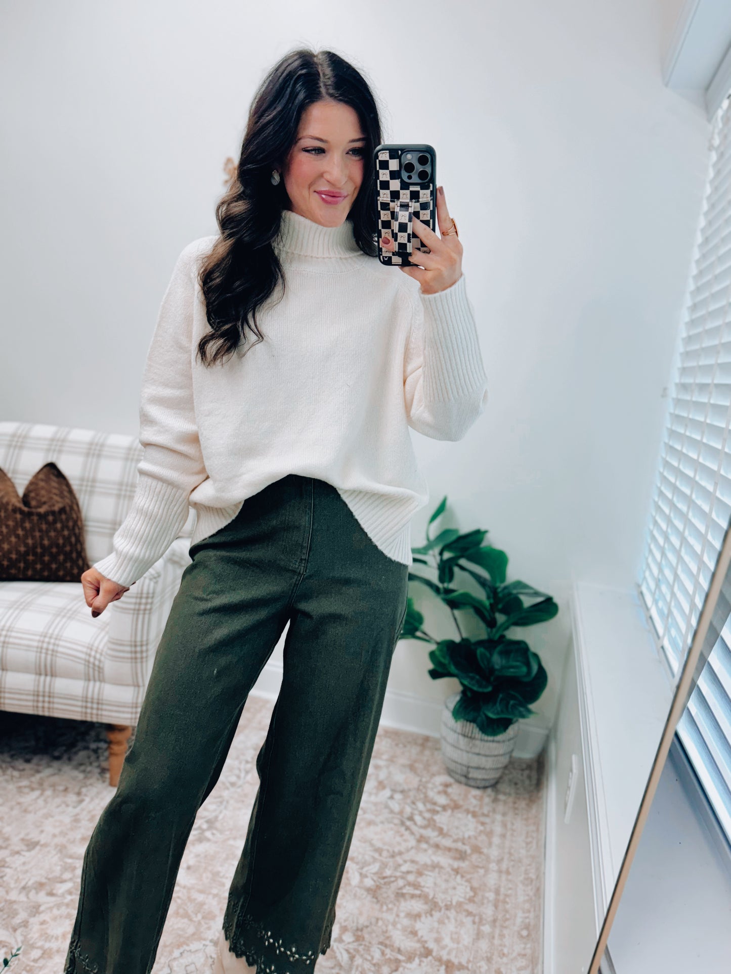 Cream Mock Neck Sweater