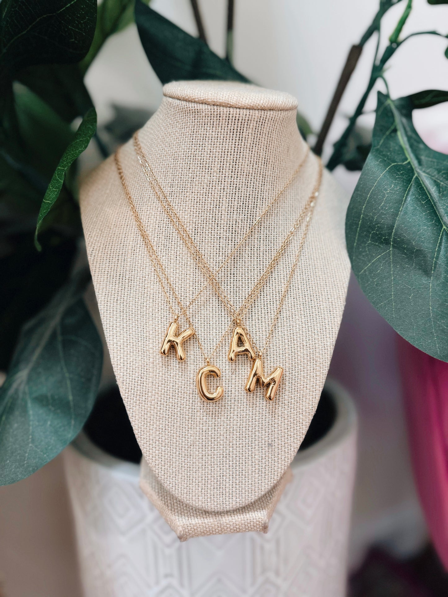 18k Gold Plated Bubble Initial Letter Necklace