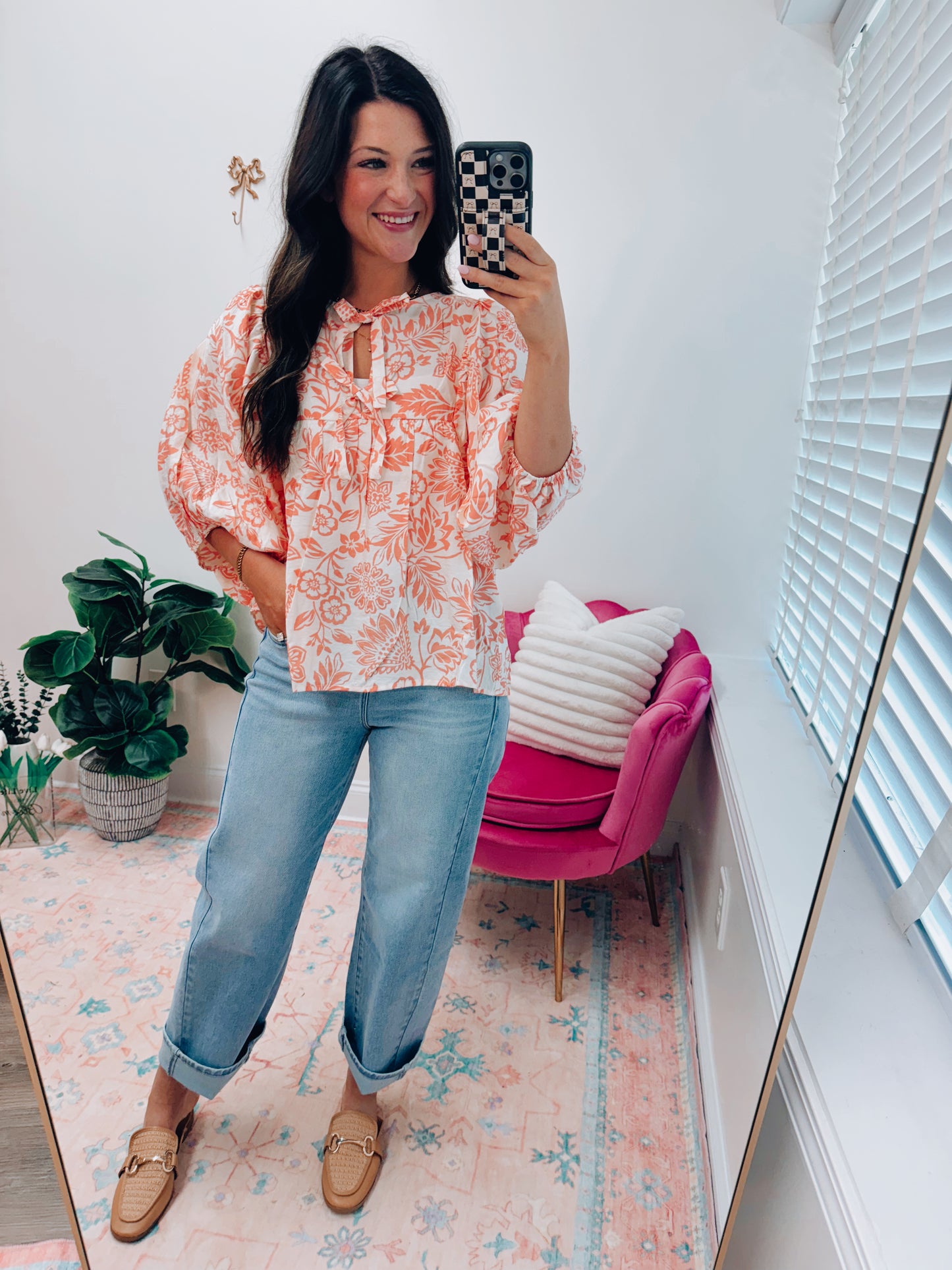 Peach Boho Printed Blouse