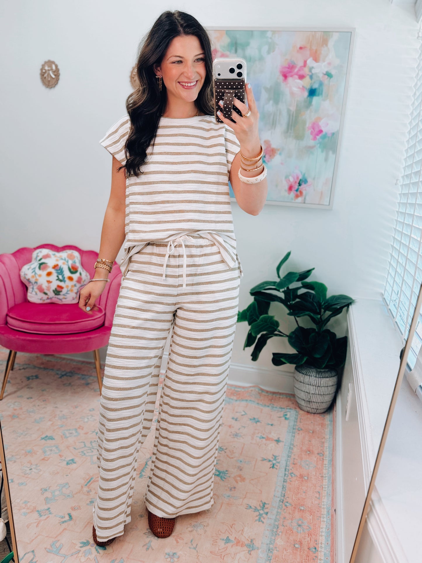 Ila Knit Striped Olive Coastal Set