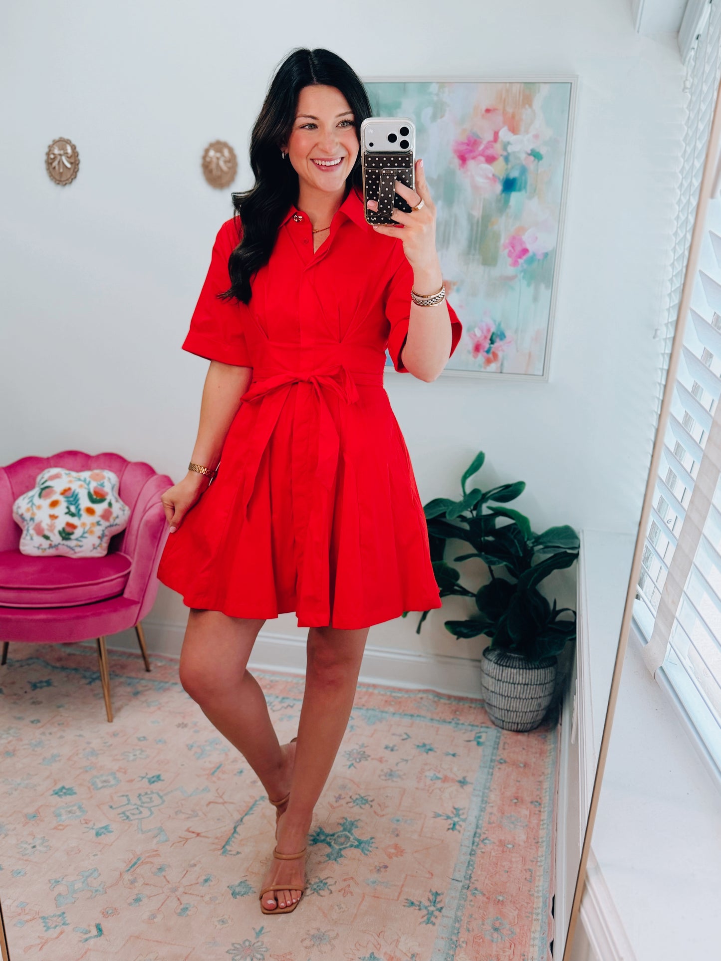 Hollie Red Pleated Mini Dress