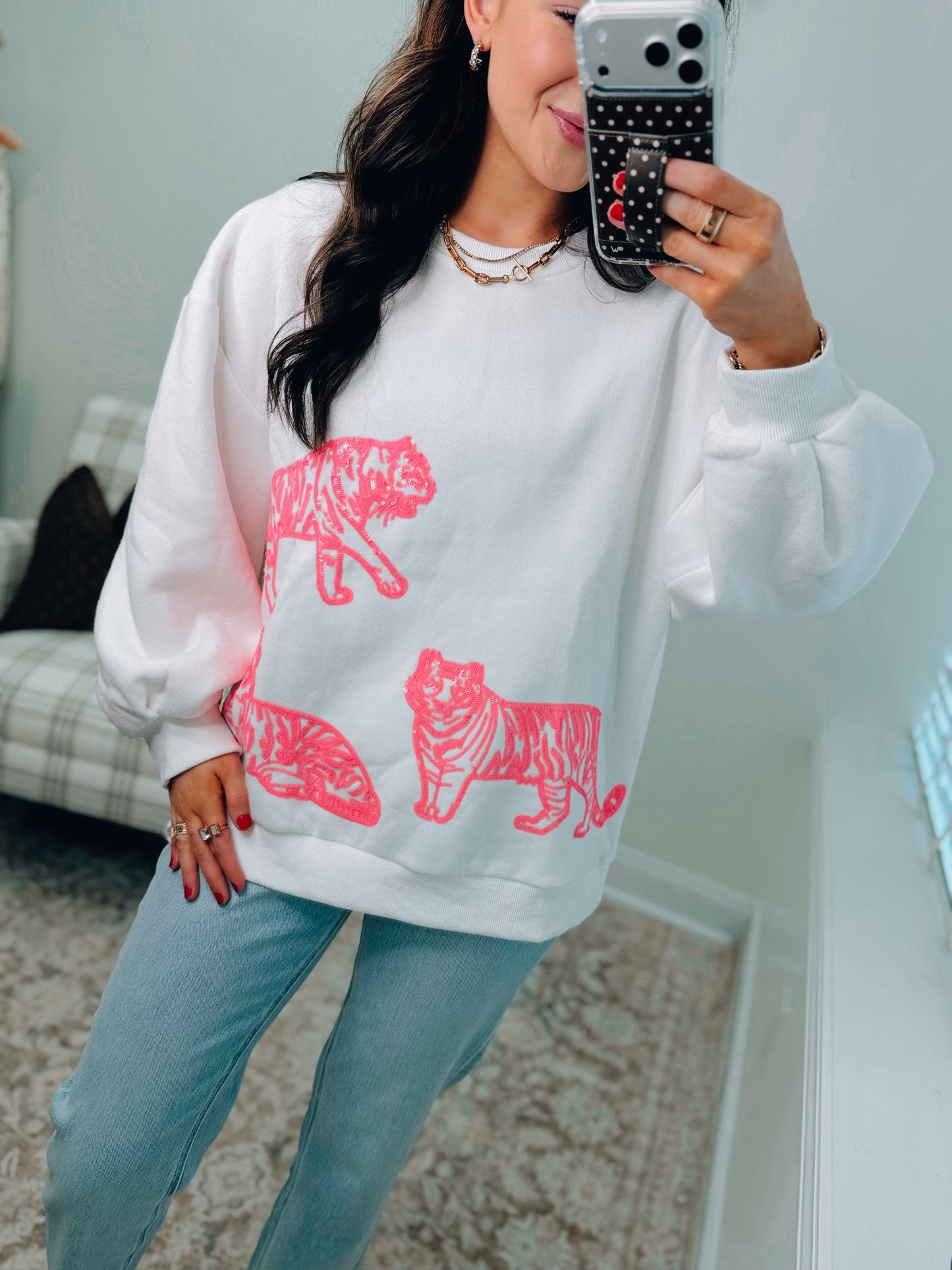 Blake Sequin Tiger Crewneck