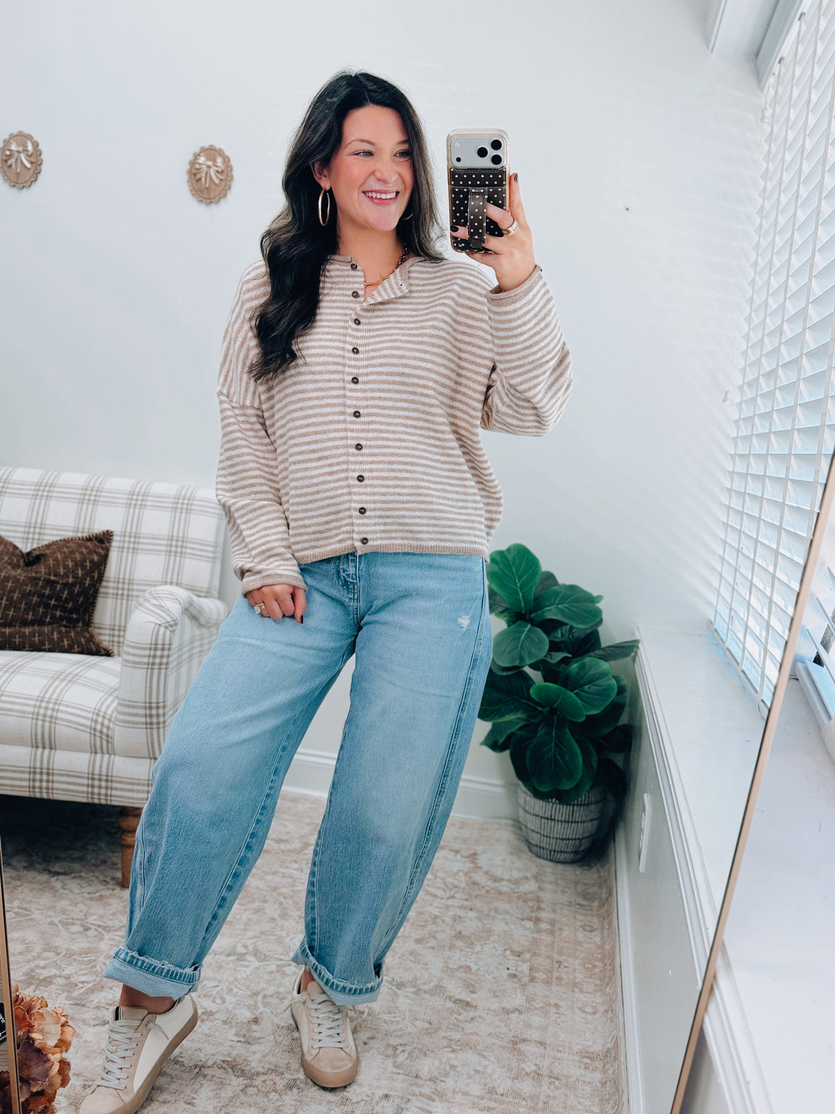 Sadie Striped Button Cardigan Top