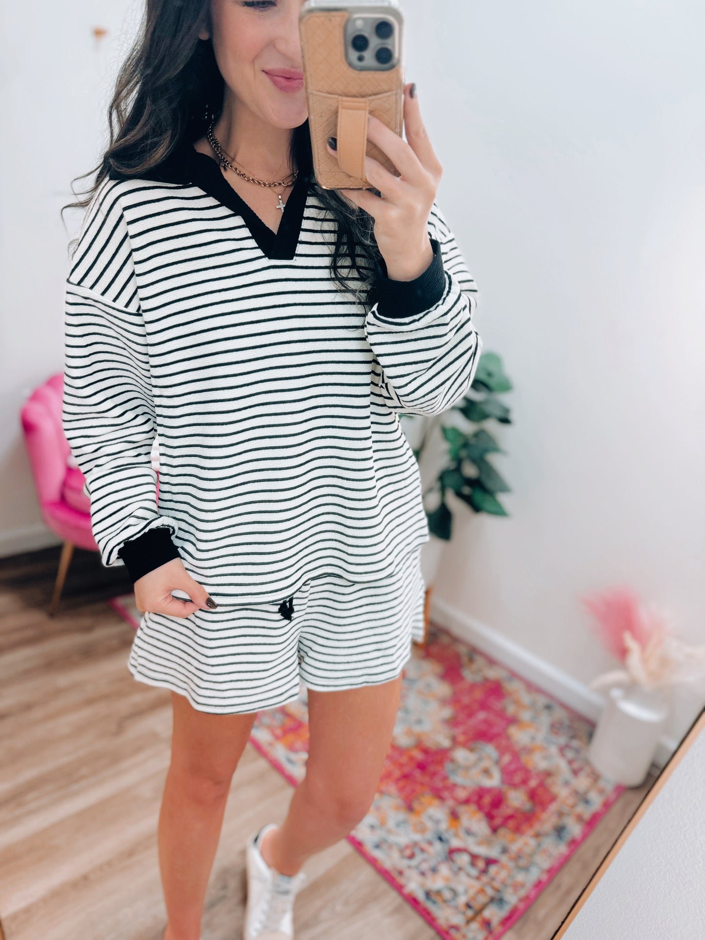 Billie Striped Textured Shorts Set