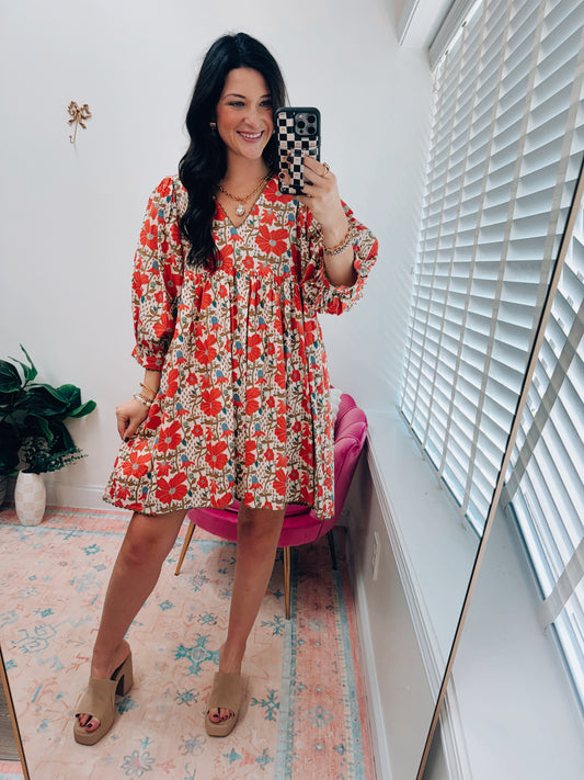 Sheena Floral Scallop Mini Dress