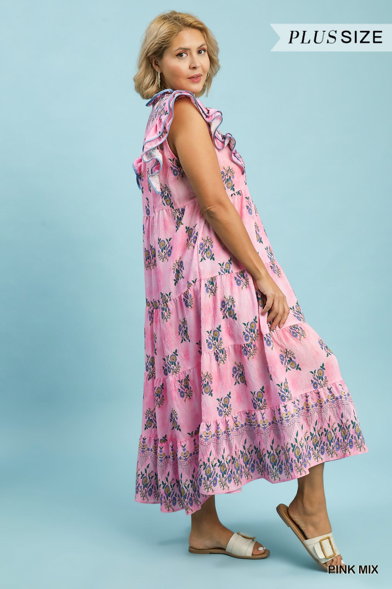 CURVY Pink Nelli Mix Midi Dress